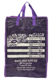 21in Height x 15 1/2in Length x 10 1/4in Width X-Large Bag With Zipper w/ Mardi Gras Supplies Artwork