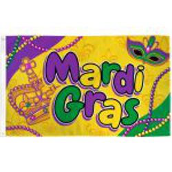 3ft x 5ft Mardi Gras Flag with Mardi Gras Beads design