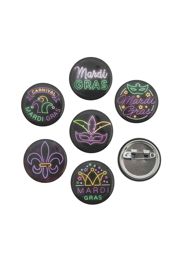 1in Mardi Gras Metallic Buttons/ Pins