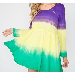 Mardi Gras Tie Dye Knit Dress/Tunic/ Top Size Large 