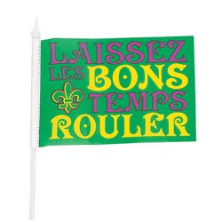 4in x 6in Polyester Mardi Gras Flag with Fleur de Lis Design