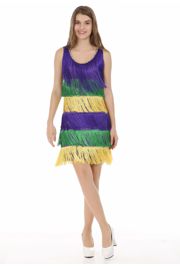 Mardi Gras Sequin Dress w/ Fringe Size Small