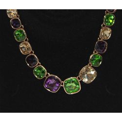 10in Beautiful Mardi Gras Carnival Zirconia Stones Necklace and Earrings Set