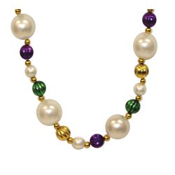 48in Long Mardi Gras Necklace with 25mm Pearl Balls
