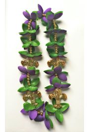 42in Mardi Gras Necklace with Fleur-de-Lis Medallions