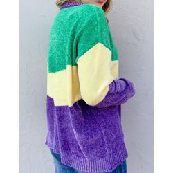 Mardi Gras Pullover / Sweater with Fleur de Lis Design Size Small/ Medium 