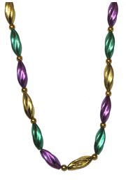 38in Metallic Purple/ Green/ Gold Mardi Gras Swirl Necklace