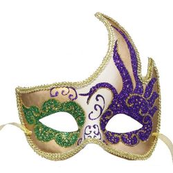 7in Long x 7in Wide Mardi Gras Masquerade Mask Swan Design