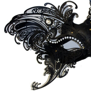Venetian Laser Cut Black Jumbo Mask