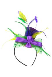 Mini Mardi Gras Glitter Top Hat/ Headband w/ Feathers