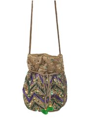 Beaded Sequin Mardi Gras Drawstring Zig Zag Bag/purse