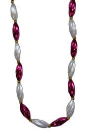 38in Metallic Hot Pink/ White Pearl Swirl Necklace