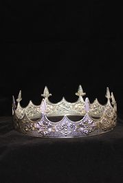 2.5in Tall Silver Metal Medieval King/ Queen Crown