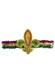 Mardi Gras Sequin Headband with Fleur De Lis Design