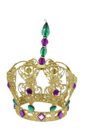 Gold Iron Plate Crown Ornament/ Centerpiece w/ Purple and Green Jewels