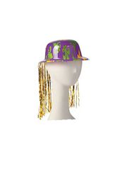 Mardi Gras Plastic Derby Hats with Tinsel