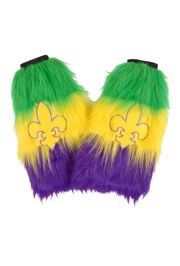Mardi Gras Fleur de Lis Furry Leg Warmers