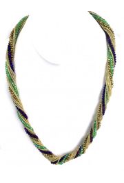 Mardi Gras Carnival Crystal Twist Bead Magnet Ball Necklace