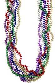 Make a statement with a pair of 96 inch Mardi Gras beads. They'll hang about 4 feet.