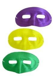 7in x 4in Assorted Purple Green Yellow Satin Half Mask 