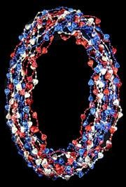 33in Metallic Red/ Blue/ Silver Heart Beads