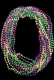 60in 16mm Round Section Metallic Purple/ Green/ Gold Beads