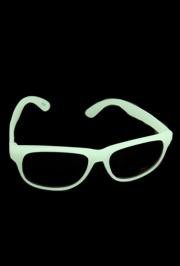 5 1/2in x 2in Green Glow In The Dark Glasses/ Sunglasses 