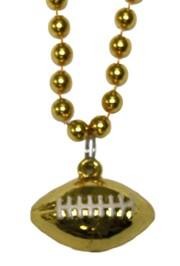 7mm 33in Gold Beads with Football Medallion