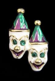 1in x 1.5in Purple/ Green/ Gold Double Clown Face Pin/ Brooch