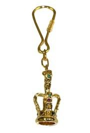 36 mm 3-D Crown Key Chain w/ Purple Green Gold Rhinestone 