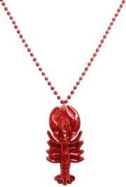 33in 7.5mm Metallic Red Bead with Crawfish Medallion