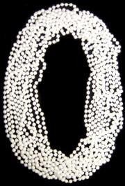 A dozen of white pearl Mardi Gras beads