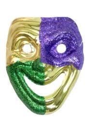 9in x 7in Purple and Green Glittered on Gold Joker Mask