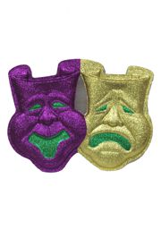 21in x 15in Purple Green Gold Glitter Comedy/ Tragedy Face Wall Plaque Decoration