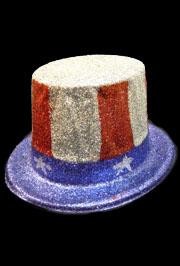 US Flag Top Hat w/ Glitter