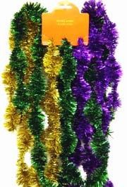 9ft Per Color Purple Green or Gold Wavy Tinsel Garland
