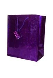12 .5in x 10in x 5.5in Purple Hologram Shopping Bag