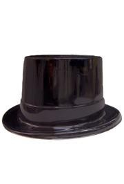 5in Tall Black Plastic Top Hat w/ 1 1/2in Brim