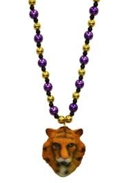 36in LSU Ceramic Tiger Head with Purple/ Gold Beads