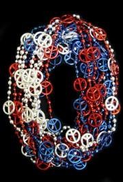 33in Metallic Red/ Silver / Blue Section Peace Sign Beads