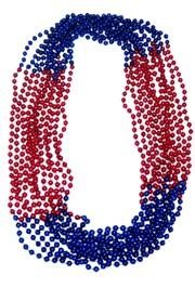 33in 7mm Round 4 Section Metallic Red/ Metallic Blue Beads 