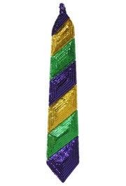 19.5in x 3.5in Mardi Gras Sequin Long Tie