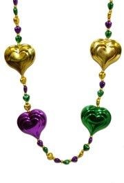 Large Heart Mardi Gras Necklace