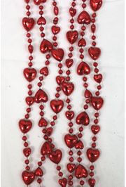 12mm 33in Metallic Red Heart Beads
