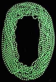 72in 14mm Round Metallic Green Beads