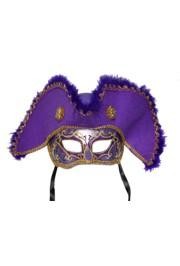 Deluxe Plastic Masks: Purple Felt Tricorn Hat