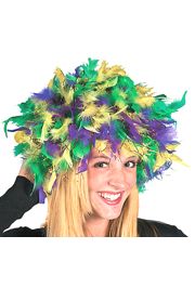 Mardi Gras Feather Hat/Wig/ Boa Hat with Tinsel