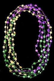 36in Sectioned Purple, Green, and Gold Star Beads
