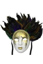 Paper Mache Masks: Full Face Deluxe Mask with Feathers