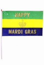 11in x 17in Happy Mardi Gras Plastic Flag